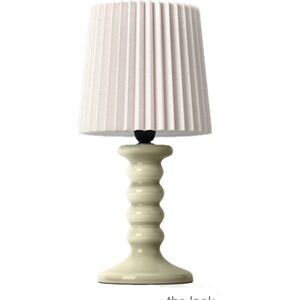 Room Essentials Mini Stick Table Lamp with Pleated Shade White Glossy Base